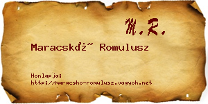 Maracskó Romulusz névjegykártya